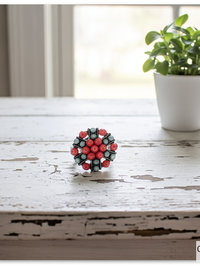 Sterling Silver and Pink Metallic Woven Ring