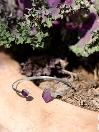 Sterling Silver Amethyst Open Cuff Bracelet