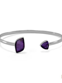 Sterling Silver Amethyst Open Cuff Bracelet
