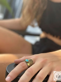 Turquoise Stone Brass Ring