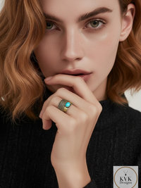 Turquoise Stone Brass Ring