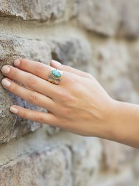 Two Tone Rope Edge Turquoise Ring