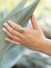 Two Tone Rope Edge Turquoise Ring