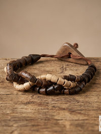 Wooden Twist Bracelet - Adjustable Suede Cord, Handcrafted Earthy Jewelry