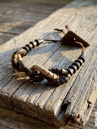 Wooden Twist Bracelet - Adjustable Suede Cord, Handcrafted Earthy Jewelry