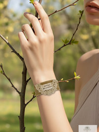 Boho Celestial Cotton Cuff Bracelet - Stamped adult Fabric Wrist Wrap