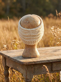 Hand-Knit Off White Wool Headband with Buttons - Cozy Ear Warmer for Women