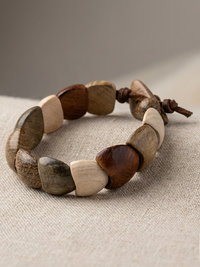 Dance with Druids Wood Bracelet, Adjustable Suede Cord, Handcrafted Earthy Jewelry