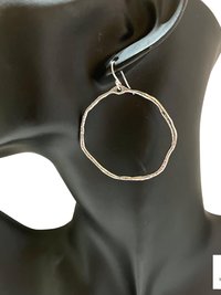 Handcrafted Boho Silver Hoop Earrings - Ethnic Hammered Dangles with 925 Sterling Silver Hooks