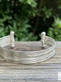 Thin Hammered Silver Cuff Bracelet: Handcrafted Boho Jewelry