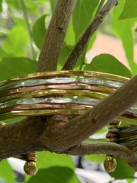 Thin Hammered Mixed Metal Cuff Bracelet - Handcrafted Stacking Bangle
