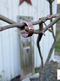 8mm Copper Ring - Rustic Hammered Band, Unique Boho Style Jewelry