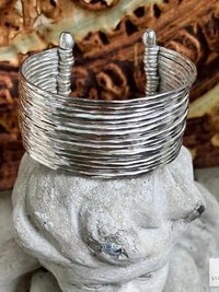 Wide Hammered Silver Cuff Bracelet: Handcrafted Boho Jewelry