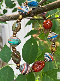 Handmade Colorful Paper Bead Bracelet - Unique Boho Style Jewelry for Women