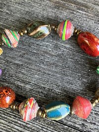 Handmade Colorful Paper Bead Bracelet - Unique Boho Style Jewelry for Women
