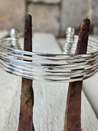 Thin Hammered Silver Cuff Bracelet: Handcrafted Boho Jewelry