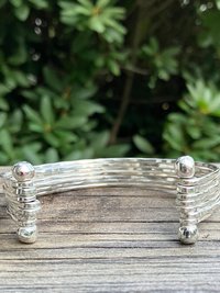 Thin Hammered Silver Cuff Bracelet: Handcrafted Boho Jewelry