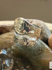 Sterling Silver Flower Spoon Ring, Boho Floral Band, Artisan Silverware Souvenir Jewelry