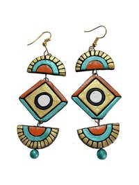 Handcrafted Clay Chandelier Earrings - Boho Statement Jewelry