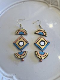Handcrafted Clay Chandelier Earrings - Boho Statement Jewelry