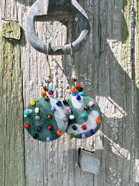 Handcrafted Boho Button Earrings - Dangle Earrings, Sustainable Upcycled Jewelry