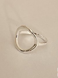 Open Circle Sterling Silver Ring, Boho Minimalist Band, Handmade Geometric Jewelry