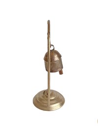 Zen Bell on Stand Peaceful Chime - Handcrafted Artisan Boho Metal Decor, 6 Inch