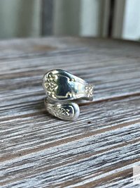 Sterling Silver Flower Spoon Ring, Boho Floral Band, Artisan Silverware Souvenir Jewelry