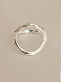 Open Circle Sterling Silver Ring, Boho Minimalist Band, Handmade Geometric Jewelry