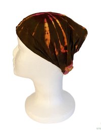 Brown Tie Dye Cotton Headband, Wide Boho Yoga Headwrap for Women, Bohemian Workout Hairband