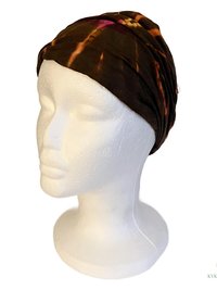 Brown Tie Dye Cotton Headband, Wide Boho Yoga Headwrap for Women, Bohemian Workout Hairband