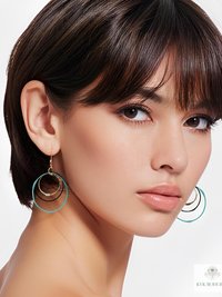 Boho Mixed Metal Round Earrings - Circle Dangle Earrings, Statement Jewelry