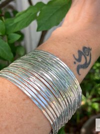 Wide Hammered Silver Cuff Bracelet: Handcrafted Boho Jewelry