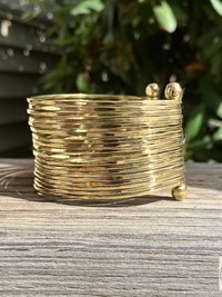 Wide Hammered Gold Cuff Bracelet: Handcrafted Boho Jewelry