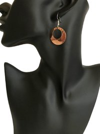 Round Copper Hoop Earrings - Boho Earrings, Handcrafted Hammered Dangles