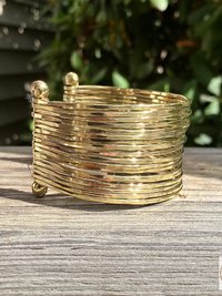 Wide Hammered Gold Cuff Bracelet: Handcrafted Boho Jewelry