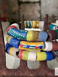Handcrafted African Trade Bead Bracelet - Vibrant Bohemian Statement Jewelry