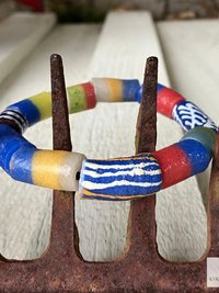 Handcrafted African Trade Bead Bracelet - Vibrant Bohemian Statement Jewelry