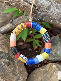 Handcrafted African Trade Bead Bracelet - Vibrant Bohemian Statement Jewelry