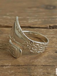 Sterling Silver Flower Spoon Ring, Boho Floral Band, Artisan Silverware Souvenir Jewelry