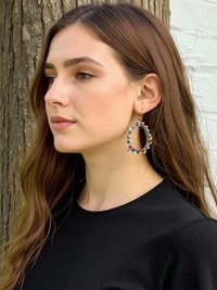 Colorful Teardrop Beaded Earrings -  Dangle Earrings, Statement Jewelry