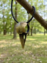 Gothic Crow Skull Necklace, Brass Raven Bird Pendant, Witchy Jewelry