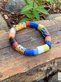 Handcrafted African Trade Bead Bracelet - Vibrant Bohemian Statement Jewelry