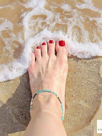 Handcrafted Boho Anklet with Turquoise & Silver Beads - Unique Bohemian Jewelry