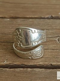 Sterling Silver Flower Spoon Ring, Boho Floral Band, Artisan Silverware Souvenir Jewelry
