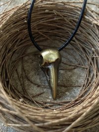 Gothic Crow Skull Necklace, Brass Raven Bird Pendant, Witchy Jewelry