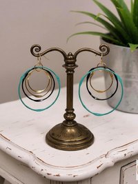 Boho Mixed Metal Round Earrings - Circle Dangle Earrings, Statement Jewelry