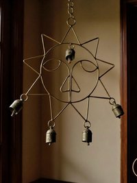 Handmade Sun Windchime - Artisan Metal Garden Decor Brass Bells