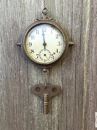 Vintage Clock Key Necklace PENELOPE, Repurposed Brass Winding Pendant, Steampunk