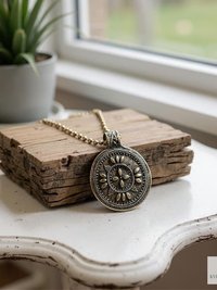 Bohemian Antique Bronze Tribal Pendant Necklace - 24 Inch Chain Boho Jewelry